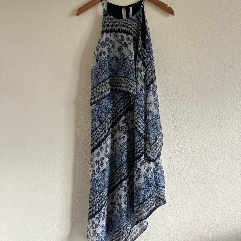 Rachel Roy Blue Patterned Halter Dress